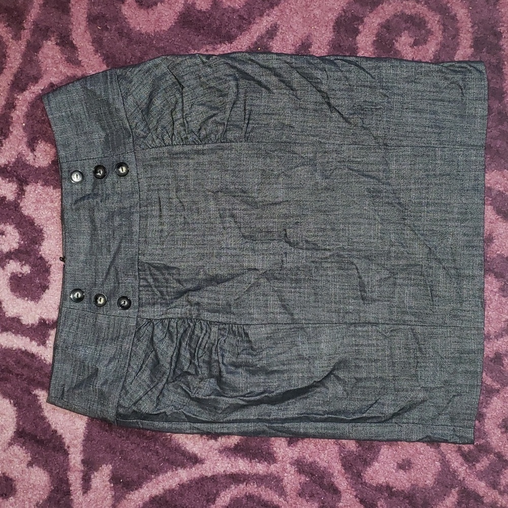 Denim ruch pencil sailor buttons vintage pinup style skirt B-Wear Cali brand 15